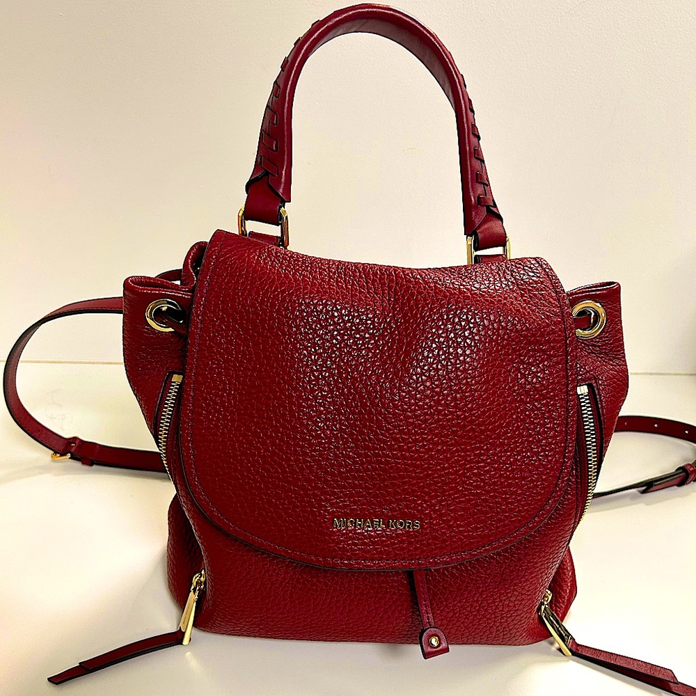 EUC MICHAEL KORS RED LEATHER BACKPACK